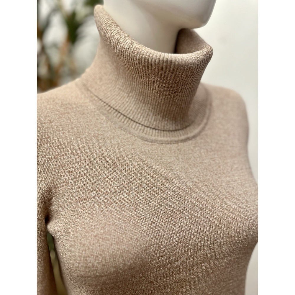 Cable And Gauge Turtleneck Sweater Women Size M Gold Glittery Shimmery Holiday